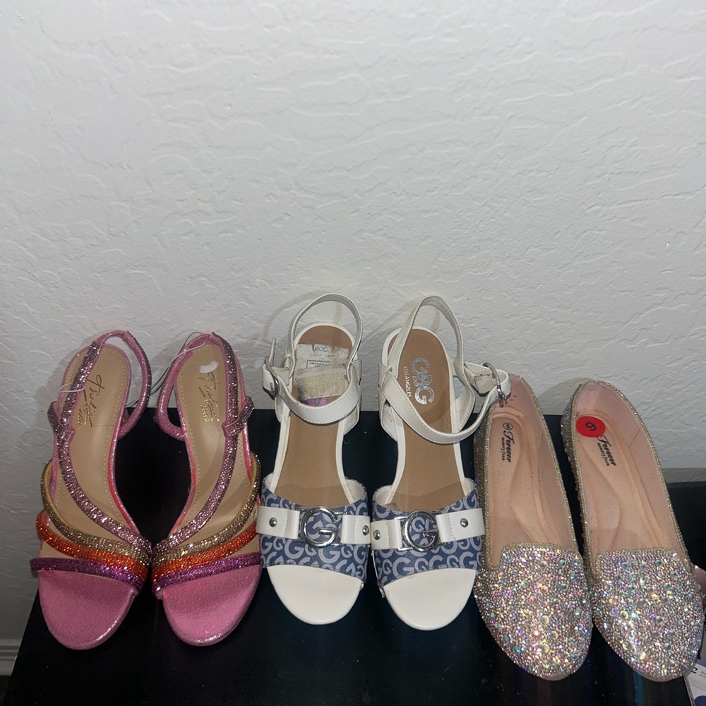 Kids Pink Glitter Strap Sandals - Unbranded